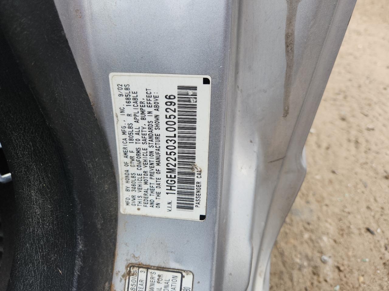 2003 Honda Civic VIN: 1HGEM22503L005296 Lot: 82312335