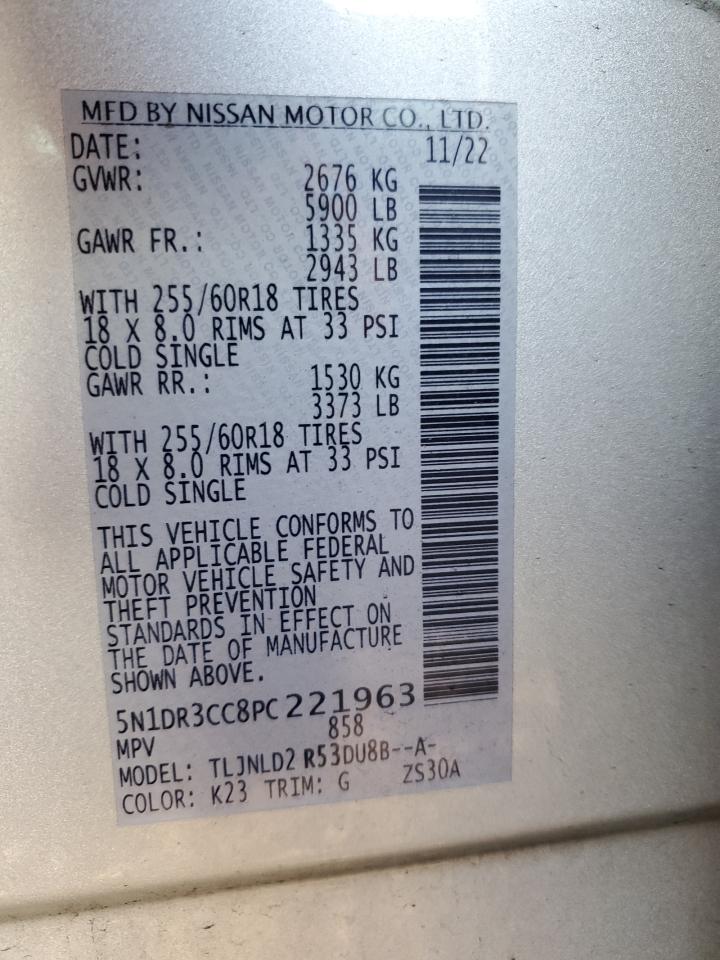 2023 Nissan Pathfinder Sl VIN: 5N1DR3CC8PC221963 Lot: 85125625