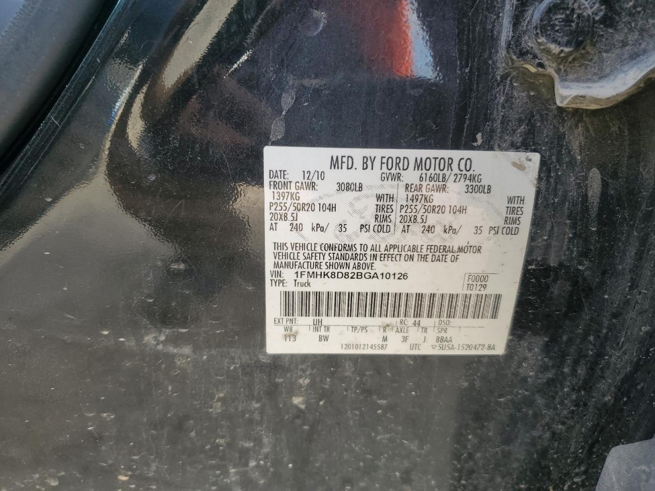2011 Ford Explorer Xlt VIN: 1FMHK8D82BGA10126 Lot: 86217685