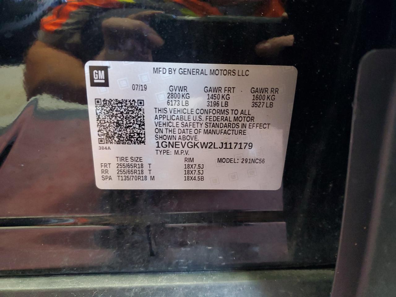 2020 Chevrolet Traverse Lt VIN: 1GNEVGKW2LJ117179 Lot: 85741405