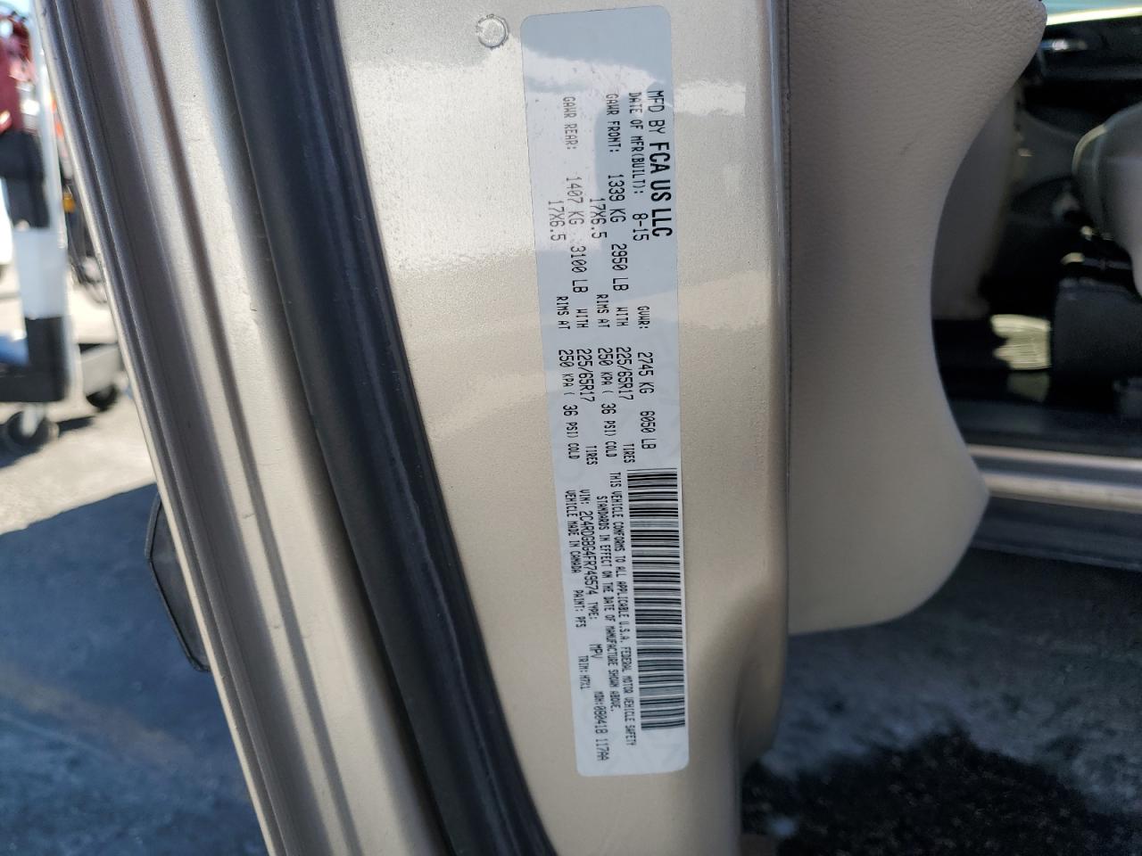 2015 Dodge Grand Caravan Se VIN: 2C4RDGBG4FR749574 Lot: 86335755