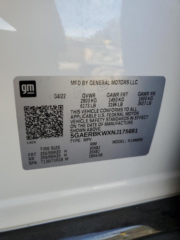 2022 Buick Enclave Essence VIN: 5GAERBKWXNJ175691 Lot: 85260895