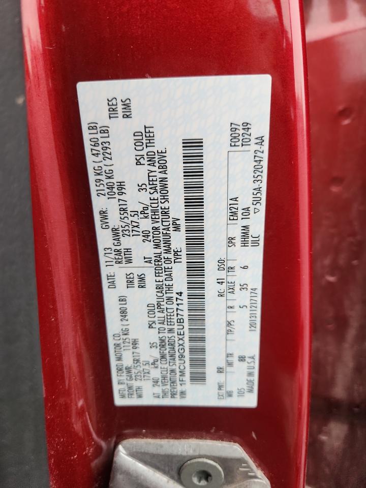 2014 Ford Escape Se VIN: 1FMCU9GXXEUB77174 Lot: 85402645