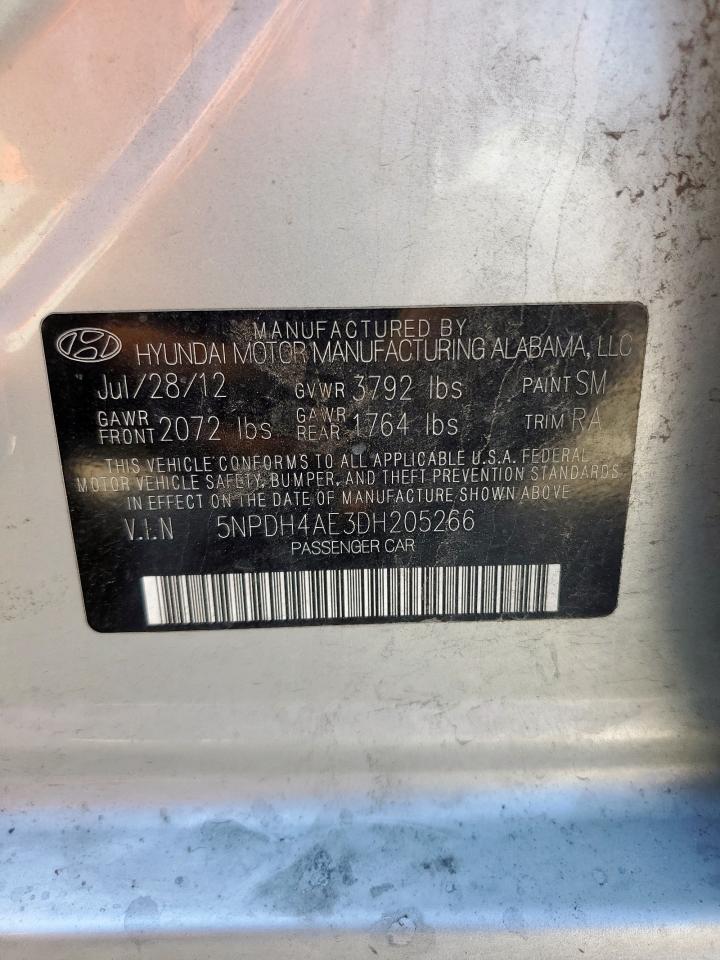 2013 Hyundai Elantra Gls VIN: 5NPDH4AE3DH205266 Lot: 86500845