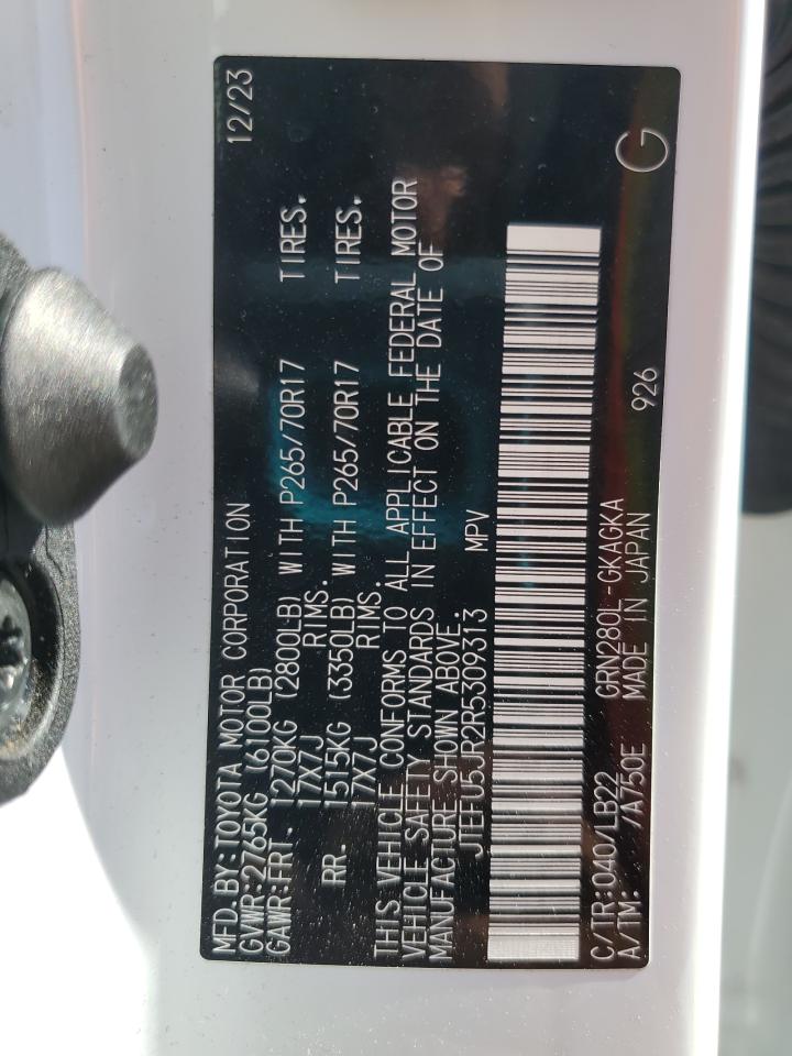 2024 Toyota 4Runner Sr5 VIN: JTEFU5JR2R5309313 Lot: 87469305