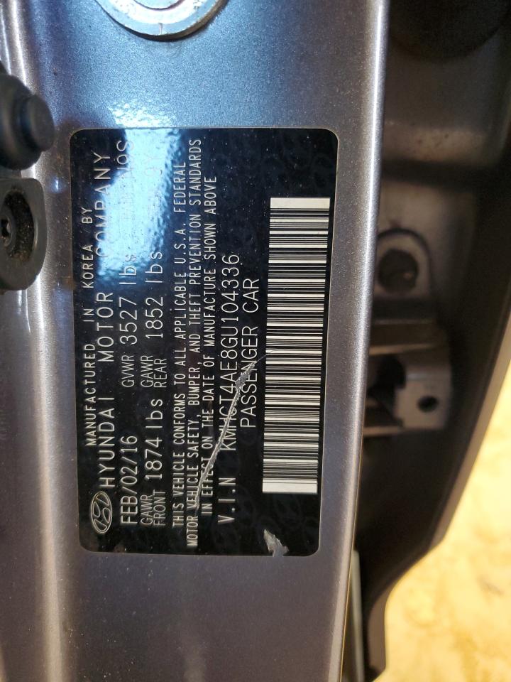 2016 Hyundai Accent Se VIN: KMHCT4AE8GU104336 Lot: 81941195