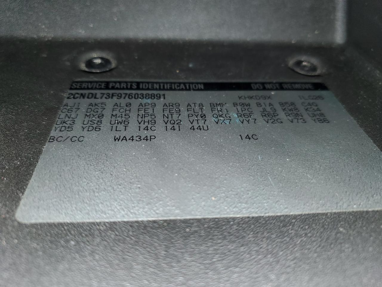 2007 Chevrolet Equinox Lt VIN: 2CNDL73F976038891 Lot: 82749805