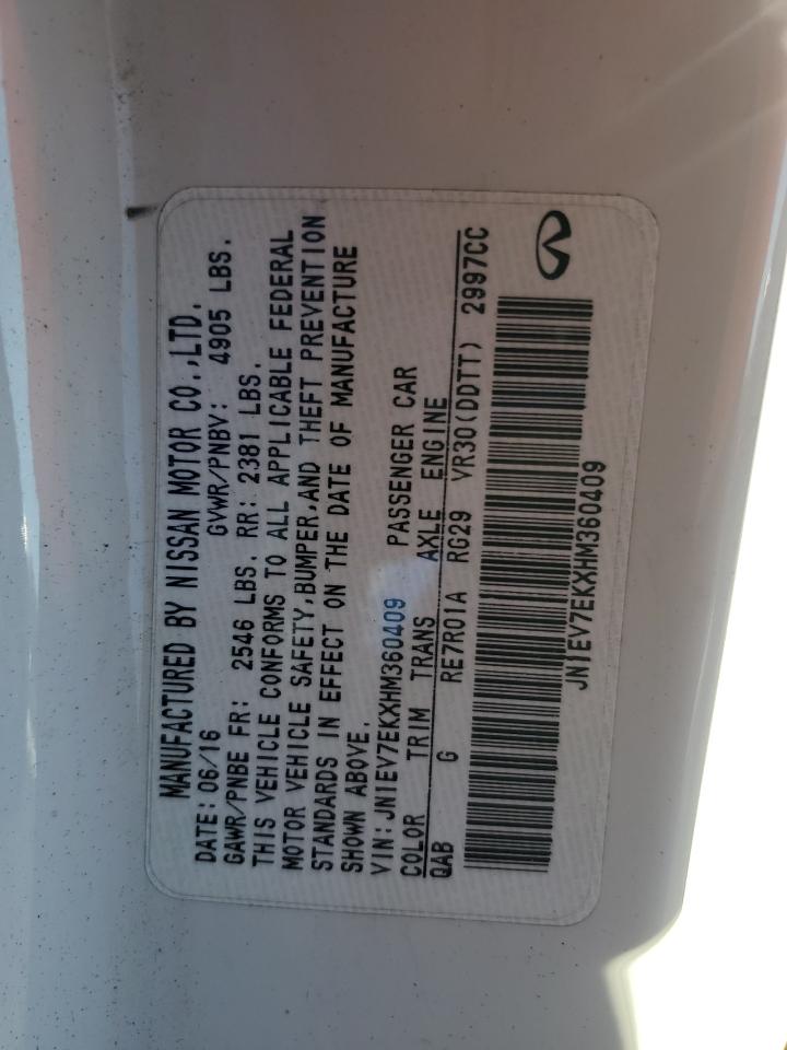 2017 Infiniti Q60 Premium VIN: JN1EV7EKXHM360409 Lot: 64079295