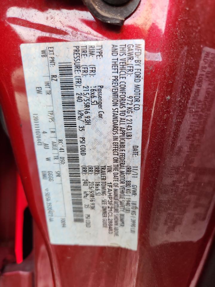 2012 Ford Focus Se VIN: 1FAHP3F21CL288483 Lot: 84777225