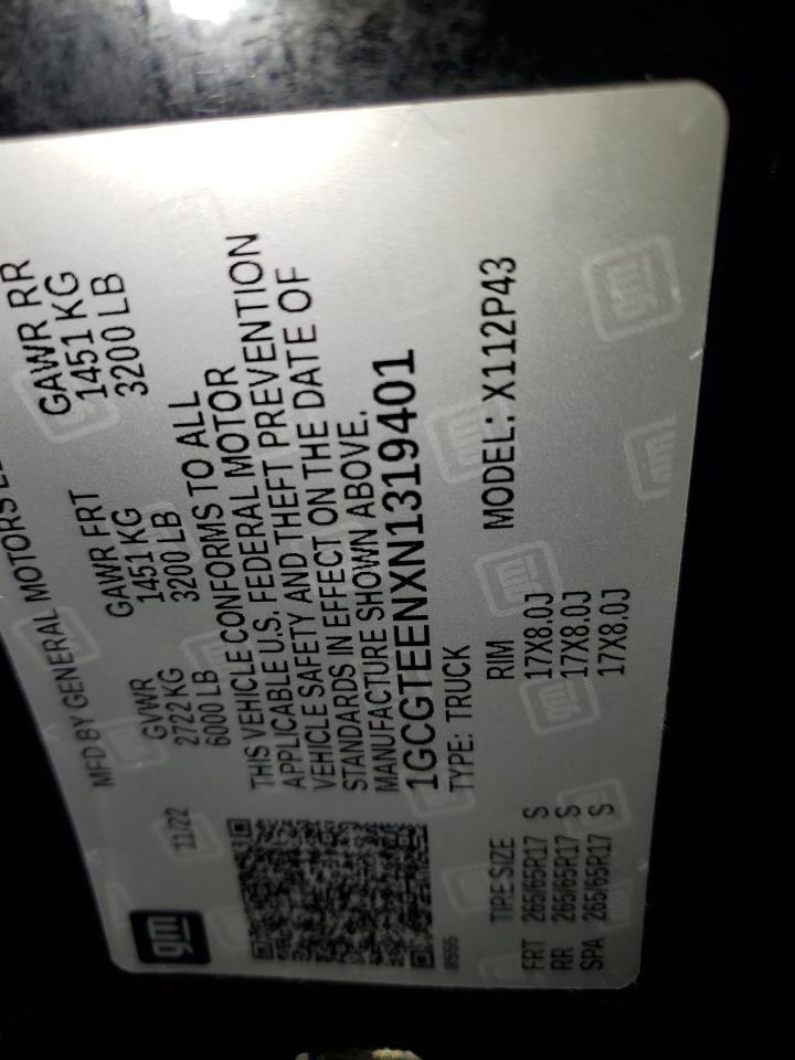 2022 Chevrolet Colorado Z VIN: 319401 Lot: 85785975