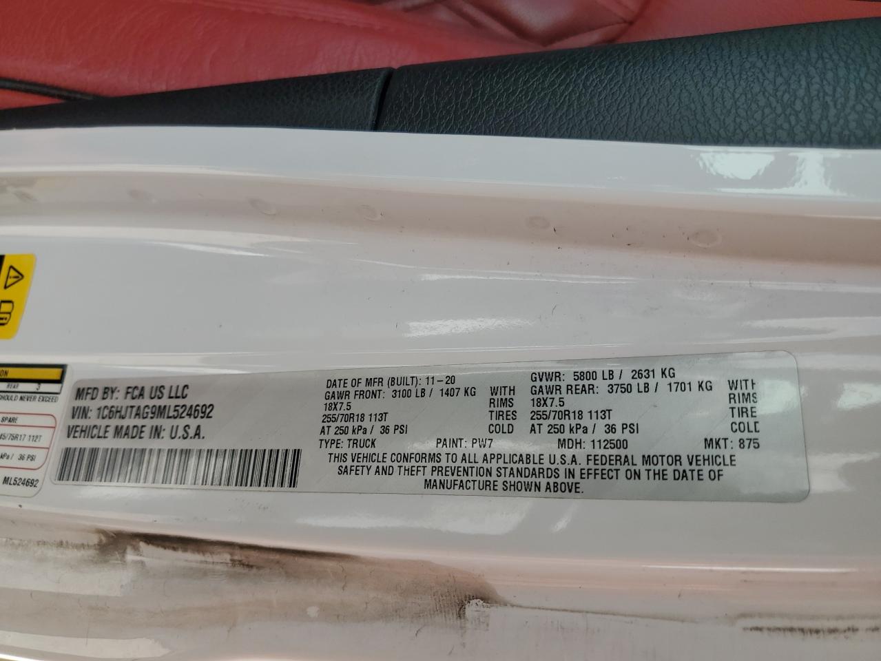 2021 Jeep Gladiator Sport VIN: 1C6HJTAG9ML524692 Lot: 85754695
