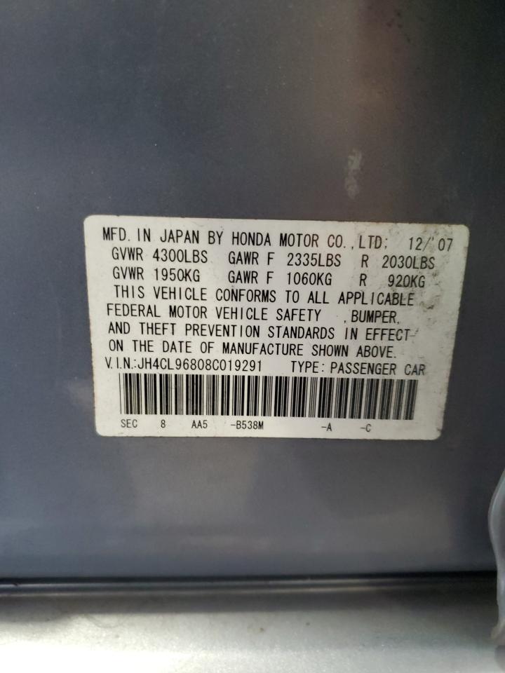 2008 Acura Tsx VIN: JH4CL96808C019291 Lot: 85383455