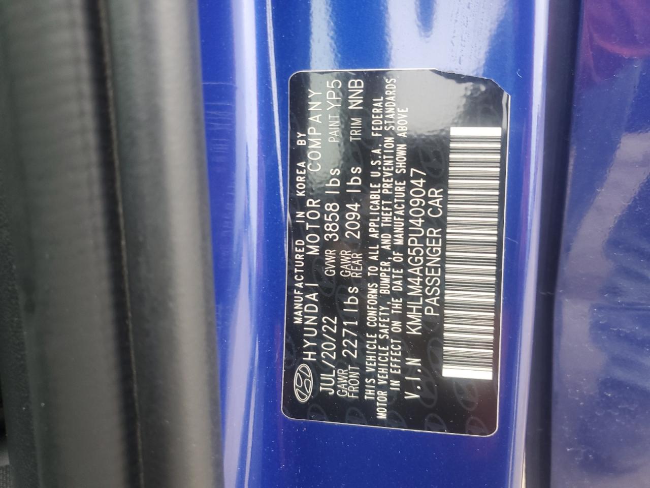 2023 Hyundai Elantra Sel VIN: KMHLM4AG5PU409047 Lot: 85010685