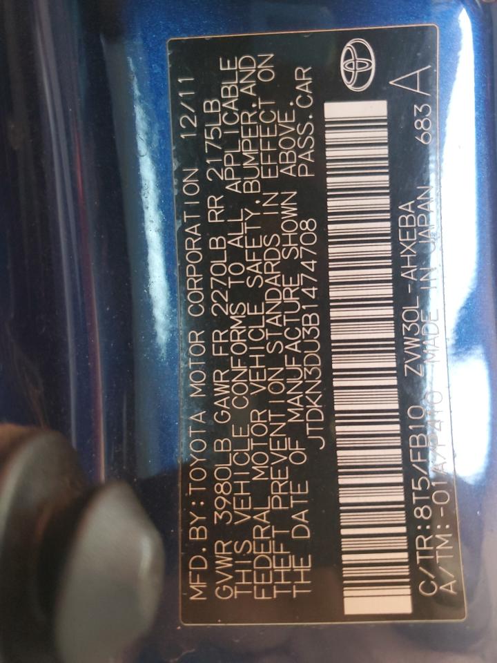 2011 Toyota Prius VIN: JTDKN3DU3B1474708 Lot: 82315385