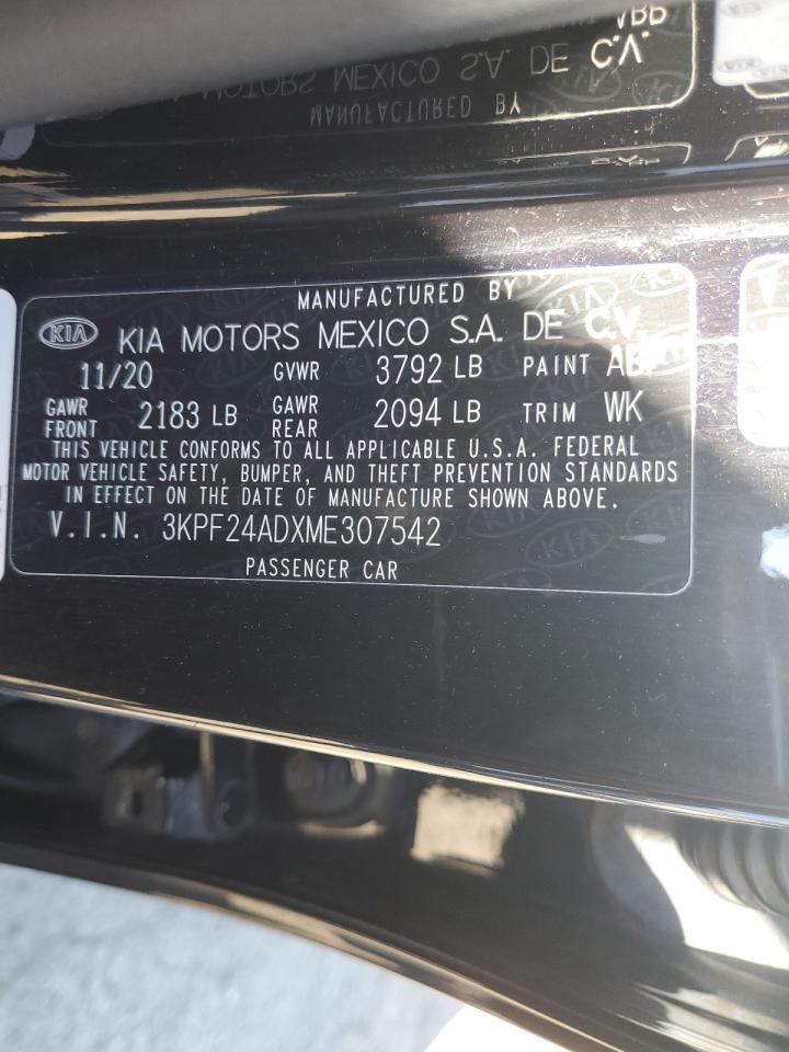 2021 Kia Forte Fe VIN: 3KPF24ADXME307542 Lot: 82317385