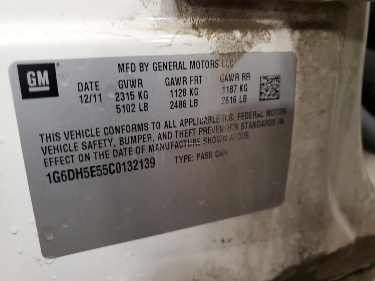 2012 Cadillac Cts Luxury Collection VIN: 1G6DH5E55C0132139 Lot: 84796815