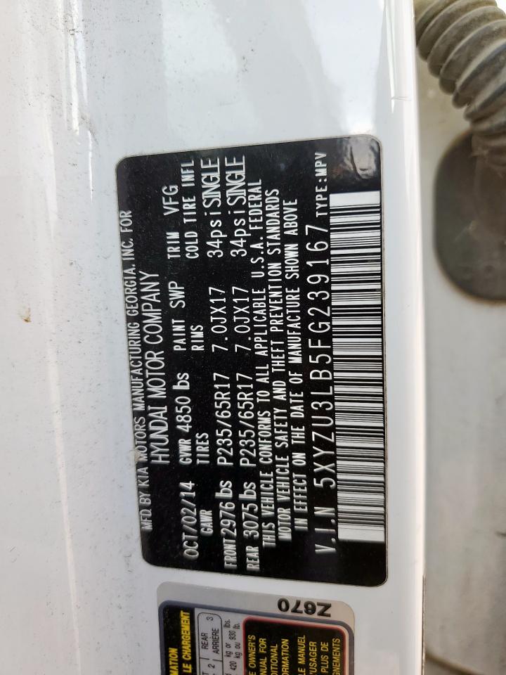 2015 Hyundai Santa Fe Sport VIN: 5XYZU3LB5FG239167 Lot: 85704685