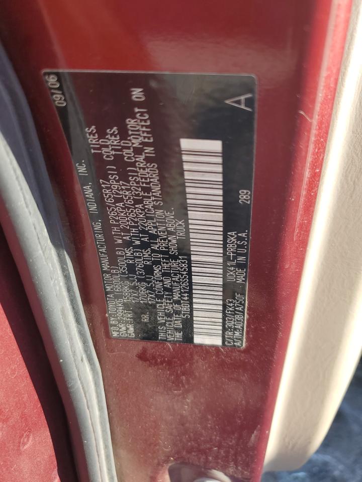 2006 Toyota Tundra Double Cab Sr5 VIN: 5TBDT44126S545831 Lot: 85356595