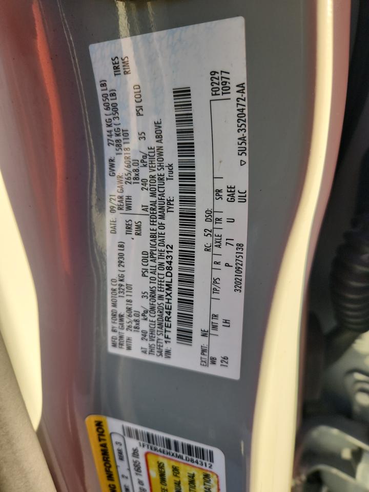 2021 Ford Ranger Xl VIN: 1FTER4EHXMLD84312 Lot: 82390835