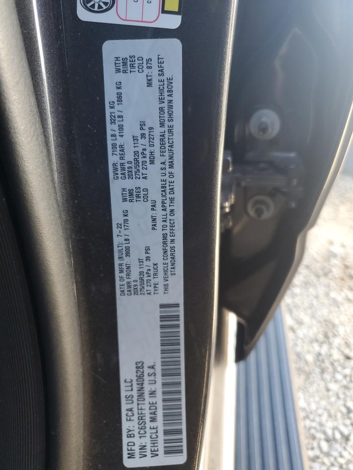 2022 Ram 1500 Big Horn/Lone Star VIN: 1C6SRFFT0NN406283 Lot: 86482865