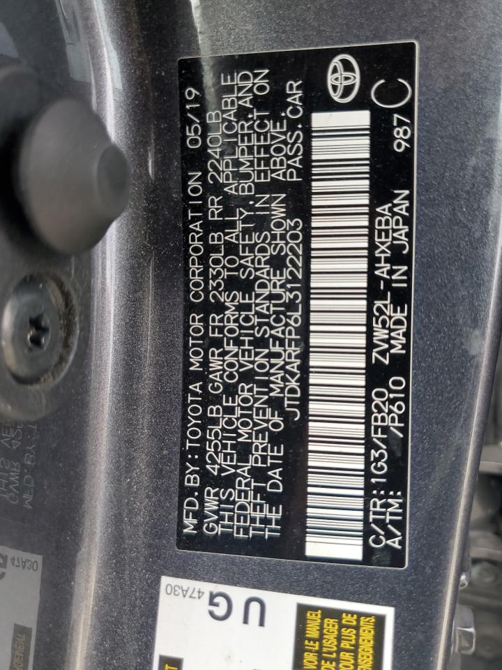 2020 Toyota Prius Prime Le VIN: JTDKARFP6L3122203 Lot: 85944045