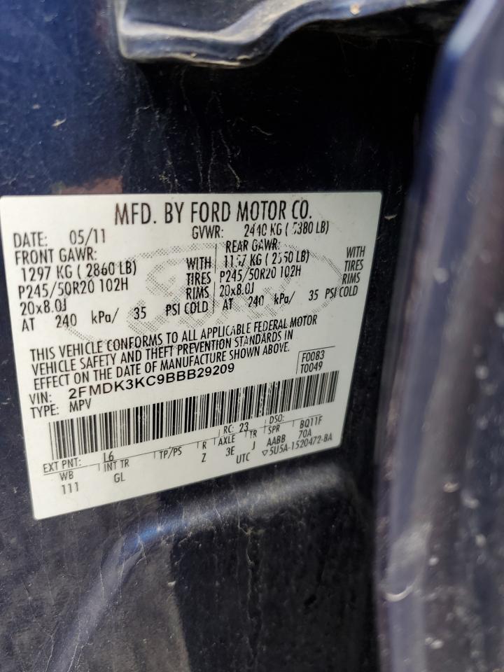 2011 Ford Edge Limited VIN: 2FMDK3KC9BBB29209 Lot: 90429865