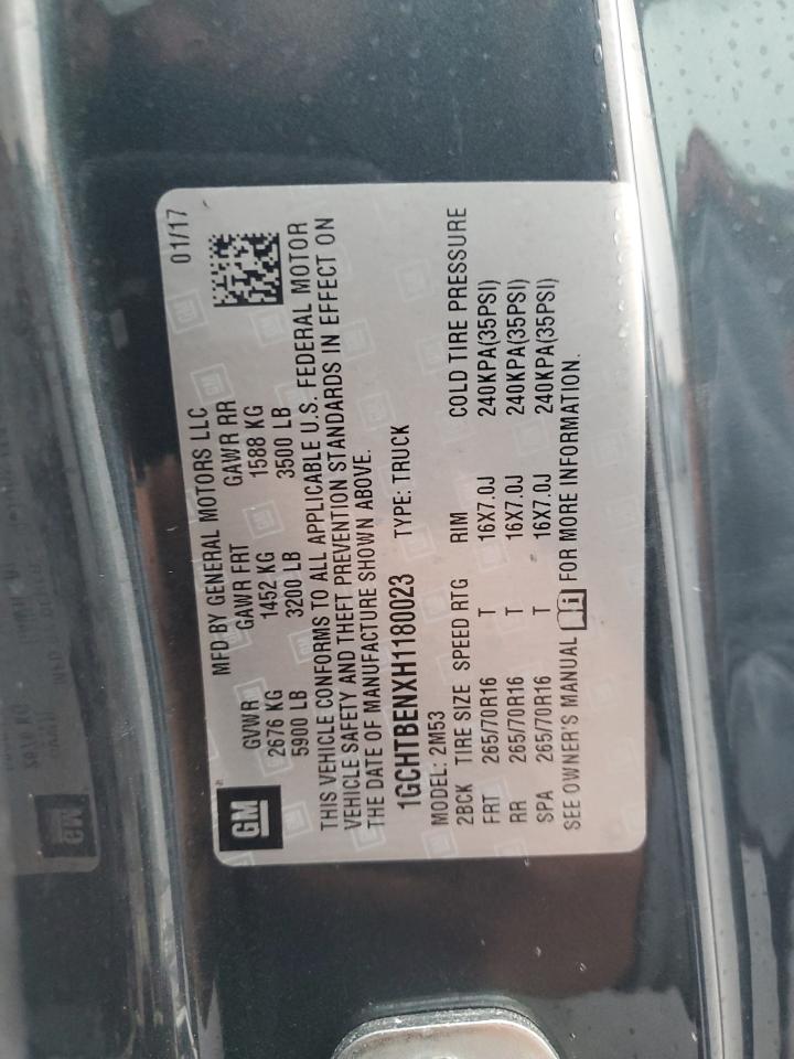 2017 Chevrolet Colorado VIN: 1GCHTBENXH1180023 Lot: 90257435