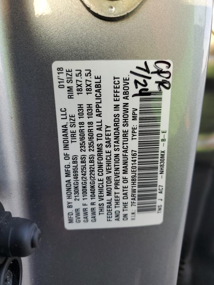 2018 Honda Cr-V Exl VIN: 7FARW1H89JE014167 Lot: 85323785