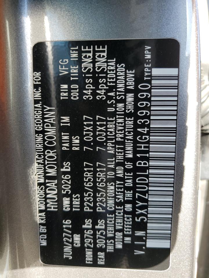 2017 Hyundai Santa Fe Sport VIN: 5XYZUDLB1HG439990 Lot: 86169795