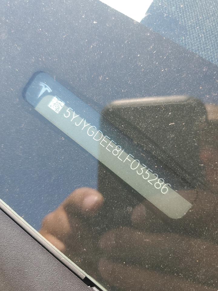 2020 Tesla Model Y VIN: 5YJYGDEE8LF035286 Lot: 84939375