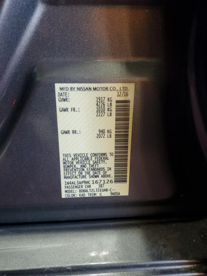 2017 Nissan Altima 2.5 VIN: 1N4AL3AP9HC167126 Lot: 85536535