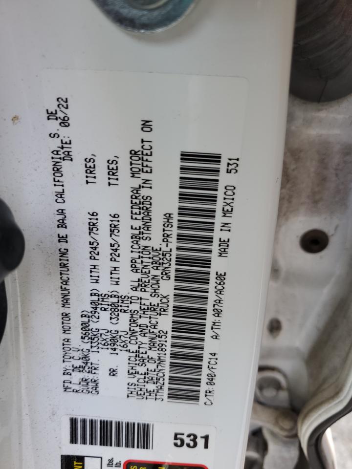 2022 Toyota Tacoma Double Cab VIN: 3TMAZ5CN7NM189152 Lot: 89630675