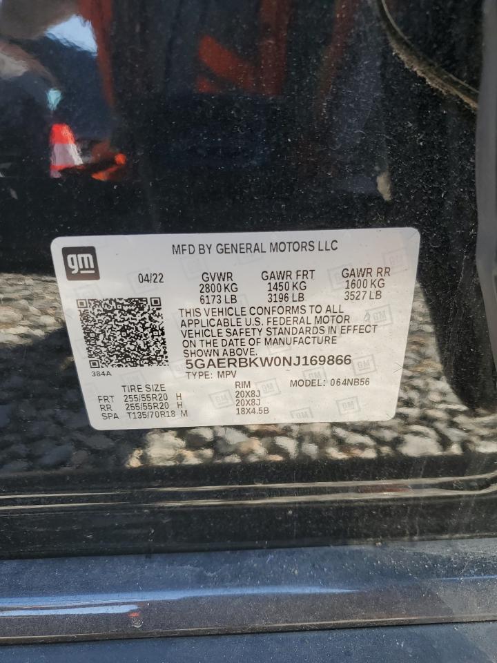 2022 Buick Enclave Essence VIN: 5GAERBKW0NJ169866 Lot: 87266065