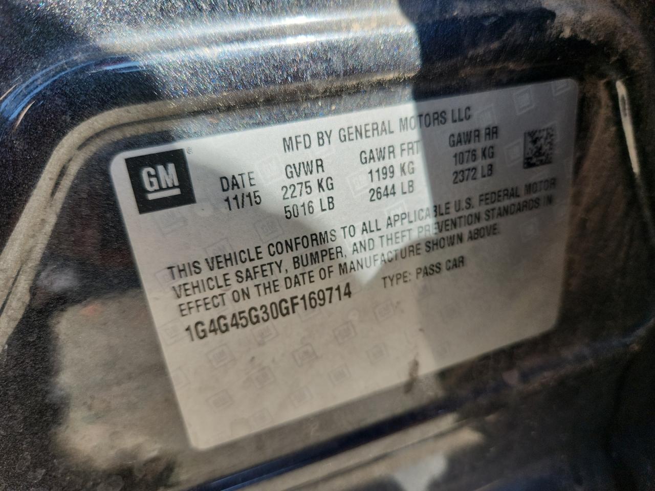 2016 Buick Lacrosse Sport Touring VIN: 1G4G45G30GF169714 Lot: 82361525