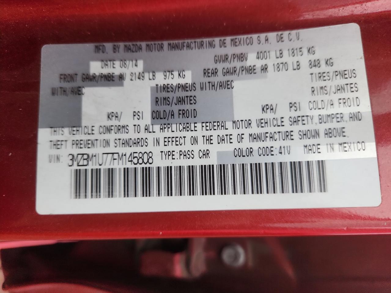 2015 Mazda 3 Sport VIN: 3MZBM1U77FM145808 Lot: 82395325
