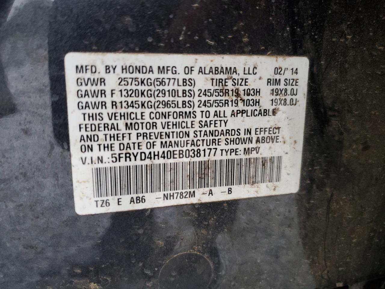 2014 Acura Mdx Technology VIN: 5FRYD4H40EB038177 Lot: 81953735