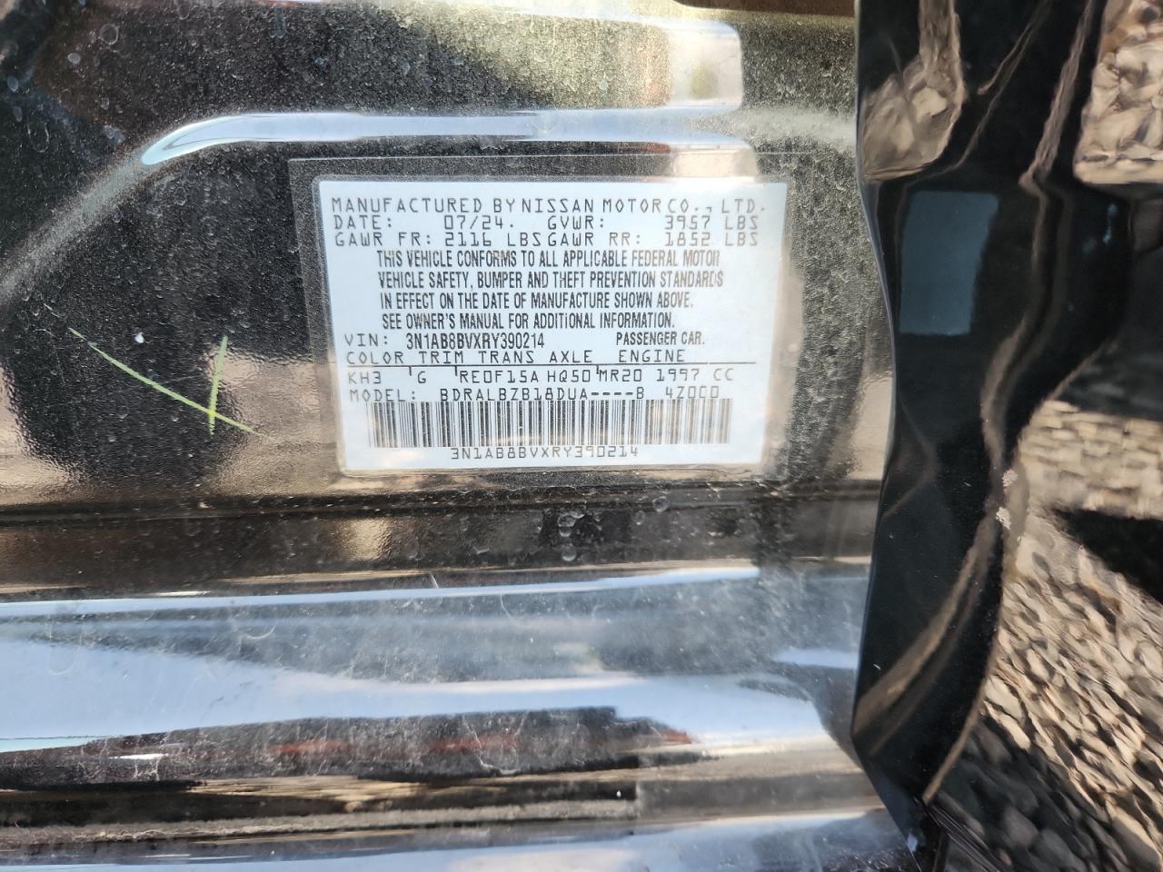 2024 Nissan Sentra S VIN: 3N1AB8BVXRY390214 Lot: 85165185