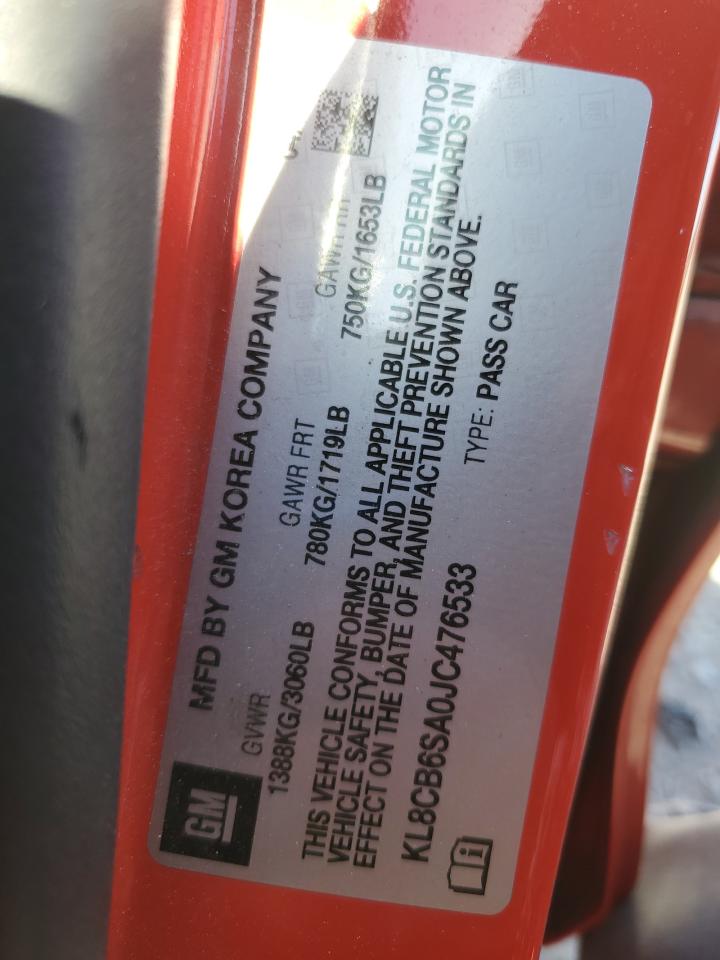 2018 Chevrolet Spark Ls VIN: KL8CB6SA0JC476533 Lot: 90502165