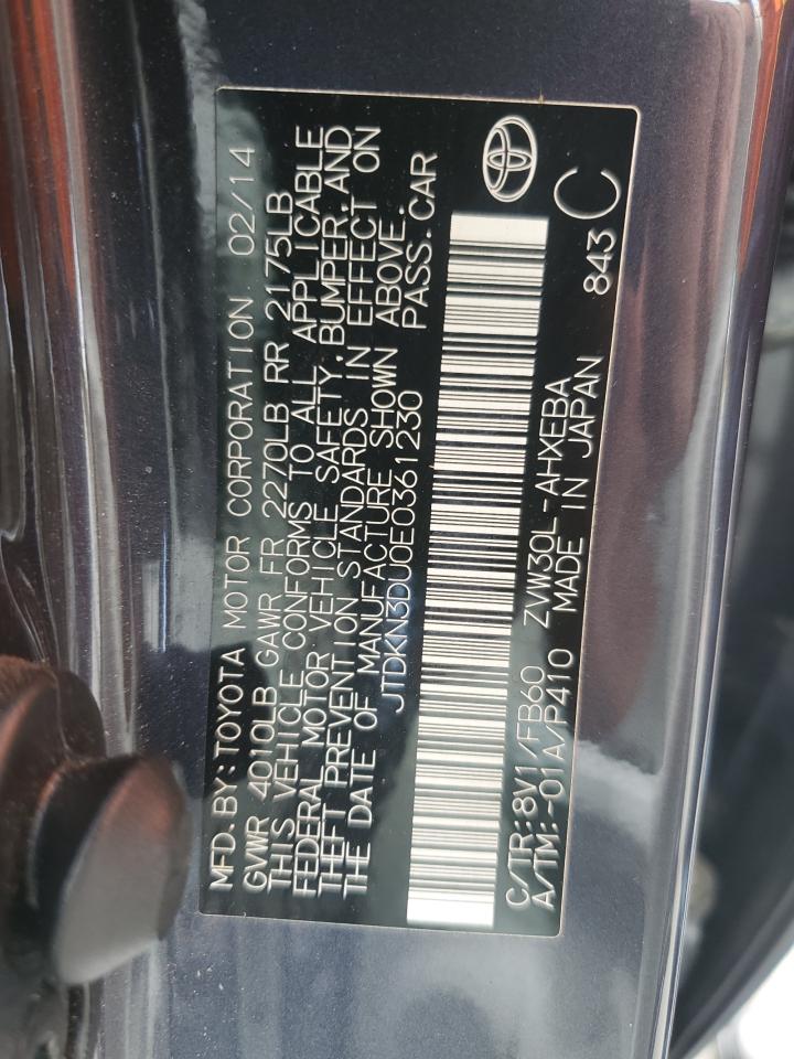 2014 Toyota Prius VIN: JTDKN3DU0E0361230 Lot: 82358185