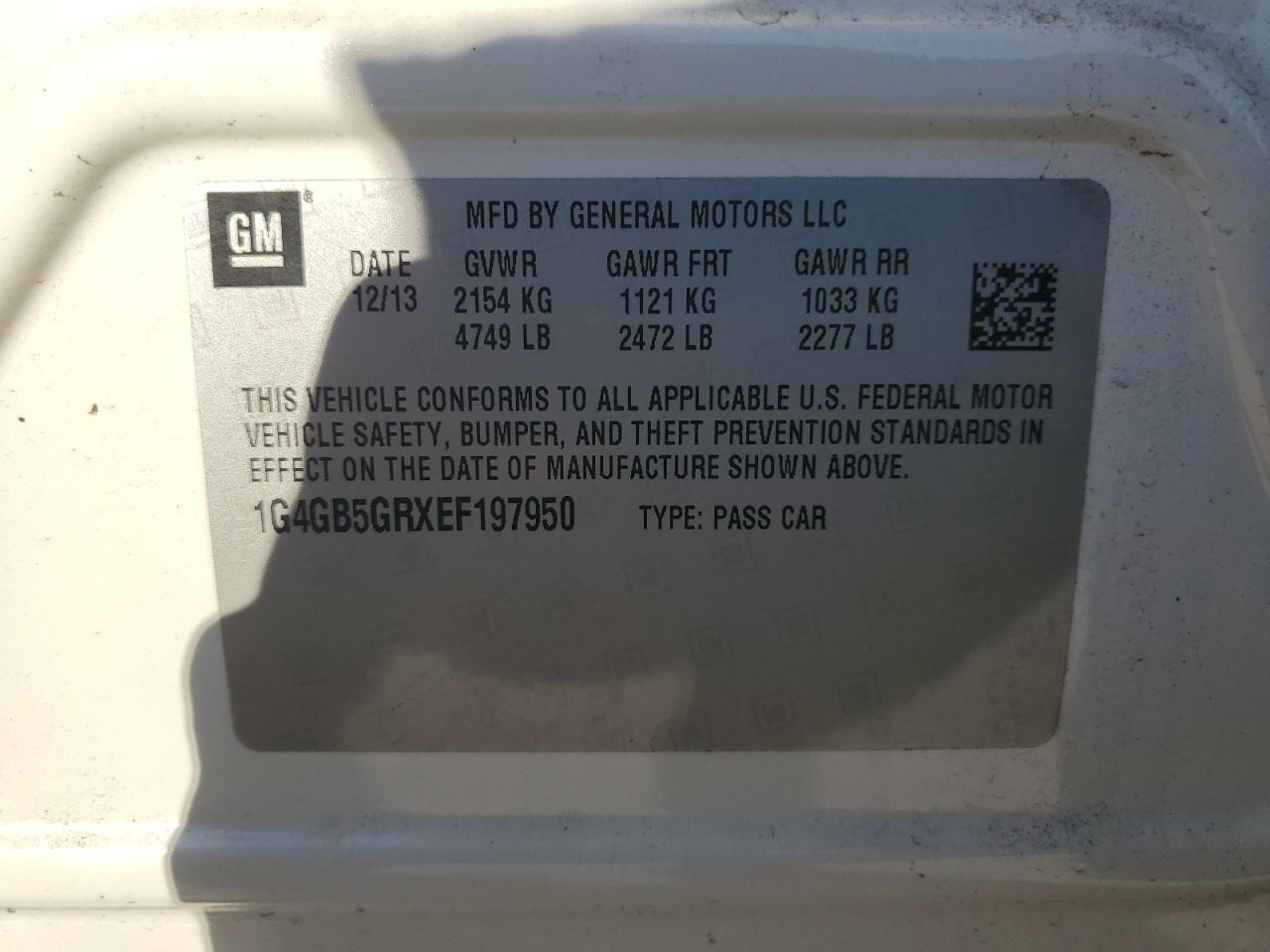 2014 Buick Lacrosse VIN: 1G4GB5GRXEF197950 Lot: 85673295