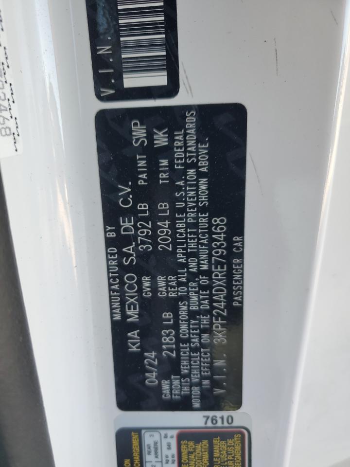 2024 Kia Forte Lx VIN: 3KPF24ADXRE793468 Lot: 90842905