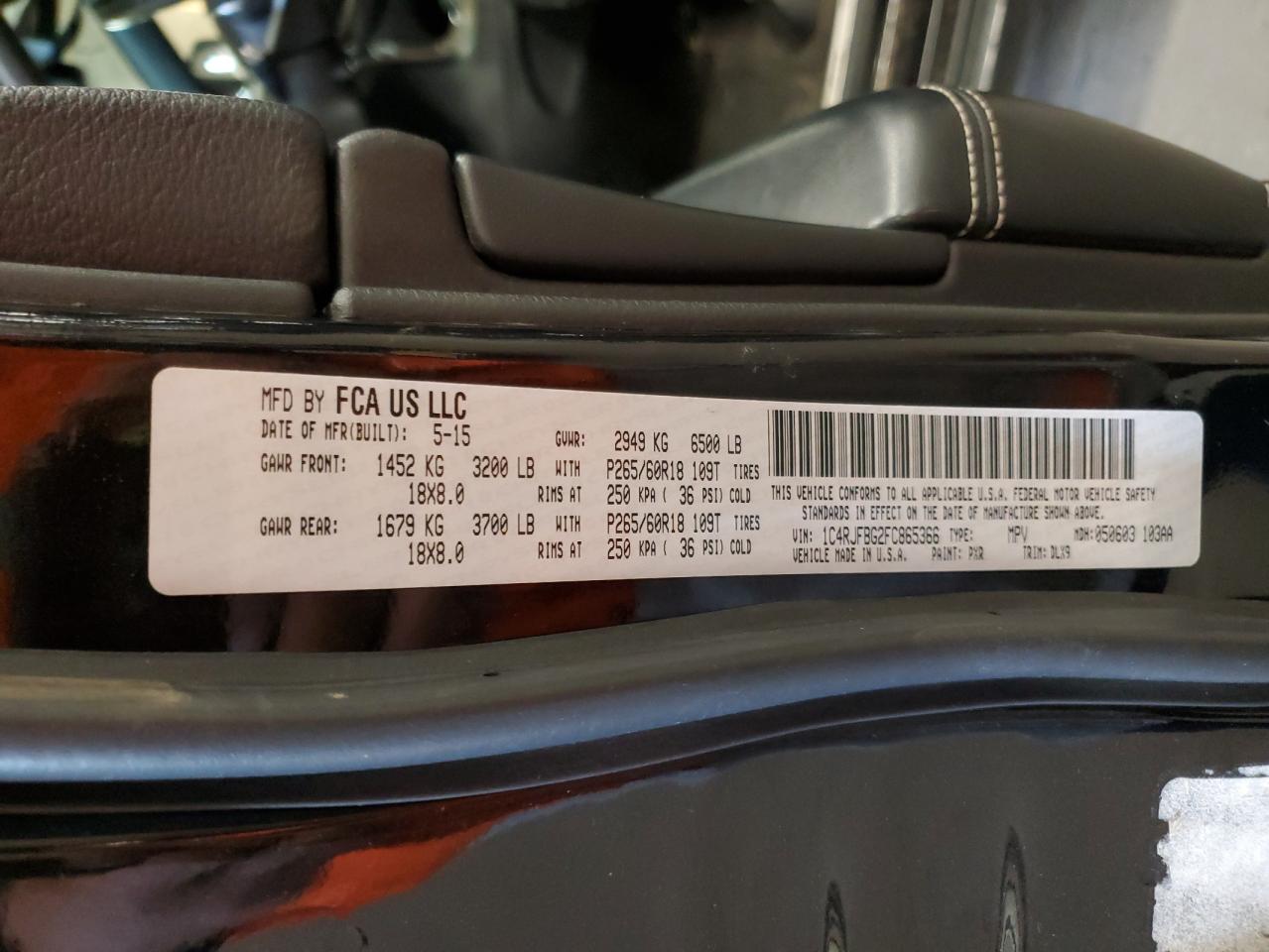 2015 Jeep Grand Cherokee Limited VIN: 1C4RJFBG2FC865366 Lot: 85643635