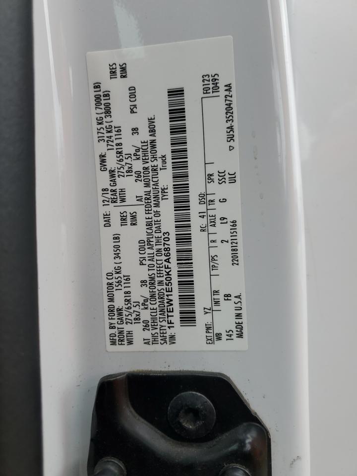 2019 Ford F150 Supercrew VIN: 1FTEW1E50KFA68703 Lot: 82533465