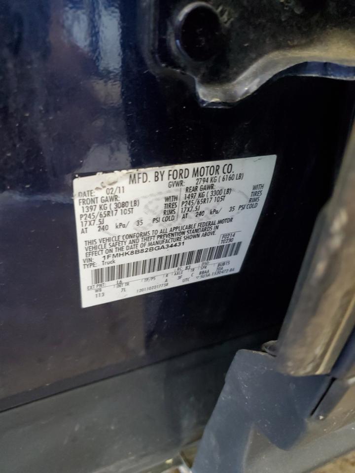 2011 Ford Explorer VIN: 1FMHK8B82BGA34431 Lot: 85931155