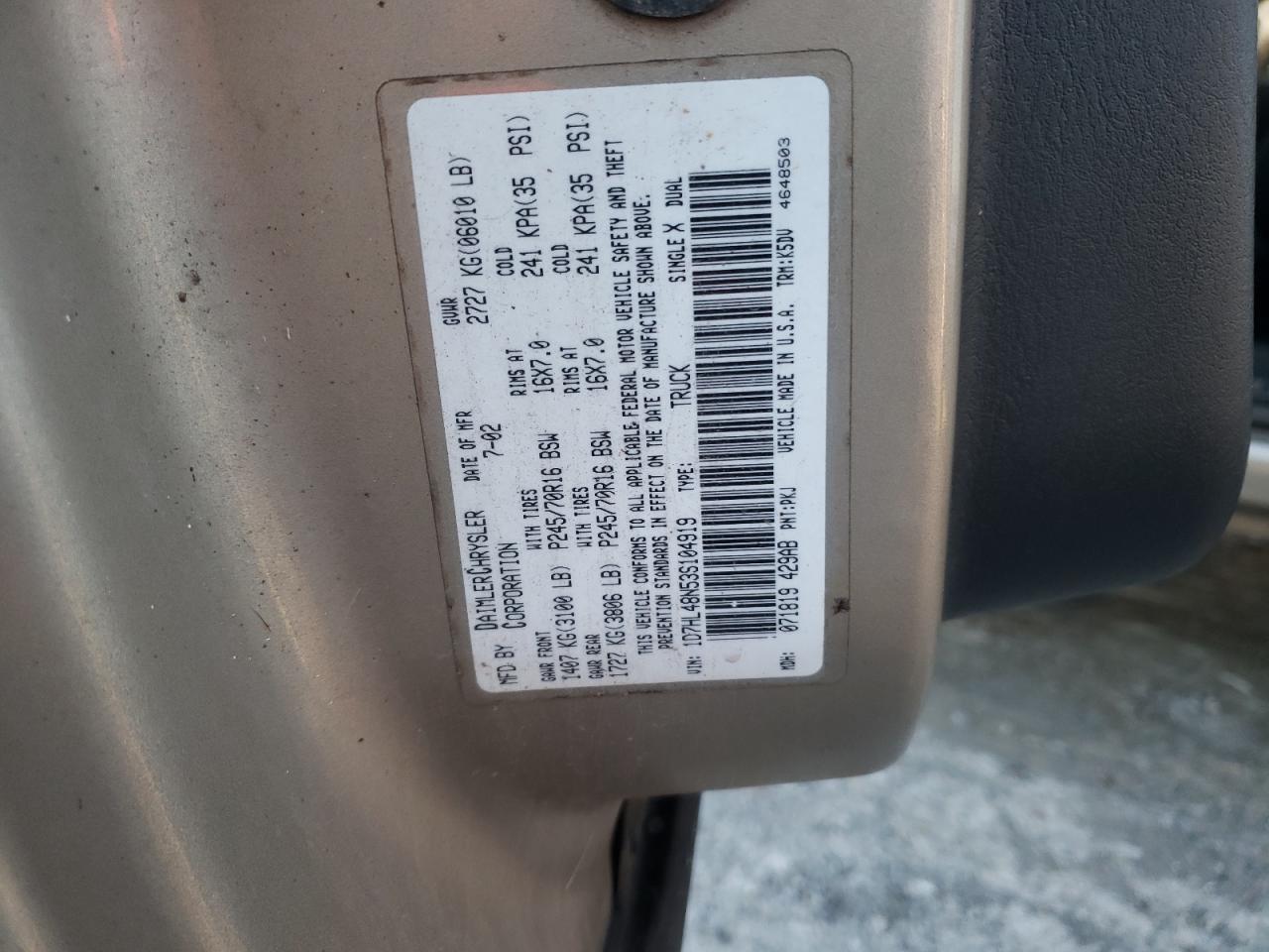 2003 Dodge Dakota Quad Slt VIN: 1D7HL48N53S104919 Lot: 86832215