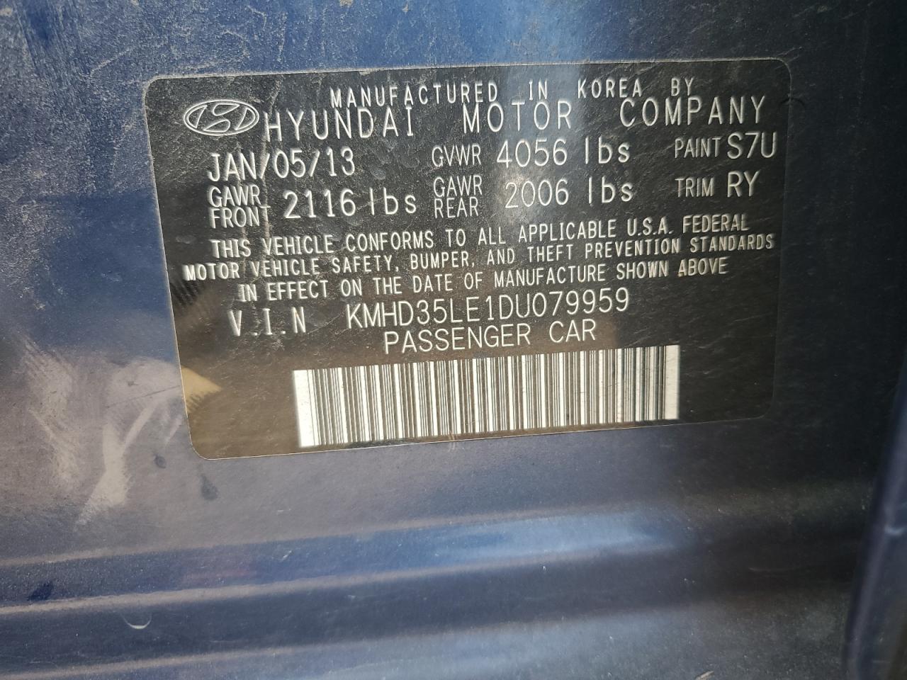 2013 Hyundai Elantra Gt VIN: KMHD35LE1DU079959 Lot: 84883405