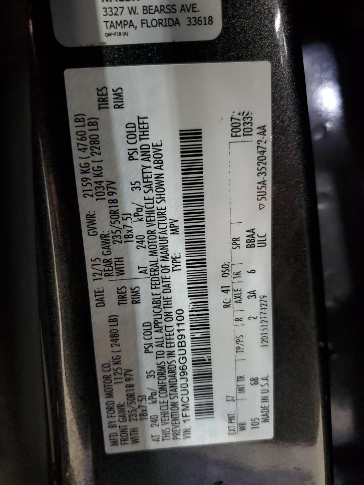 2016 Ford Escape Titanium VIN: 1FMCU0J96GUB91100 Lot: 82514625