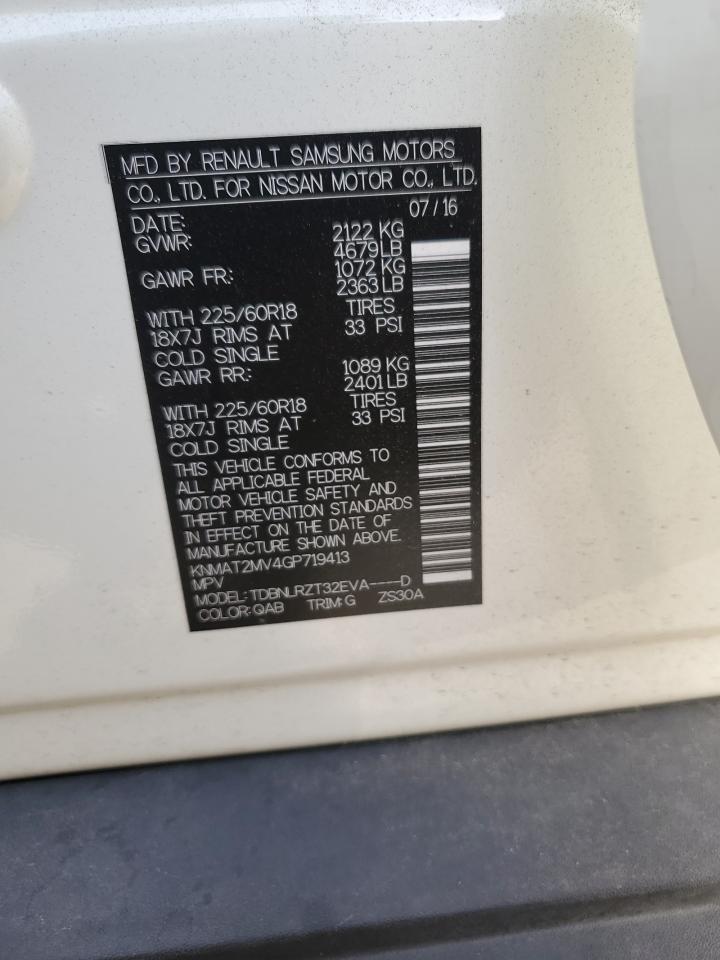 2016 Nissan Rogue S VIN: KNMAT2MV4GP719413 Lot: 85147755