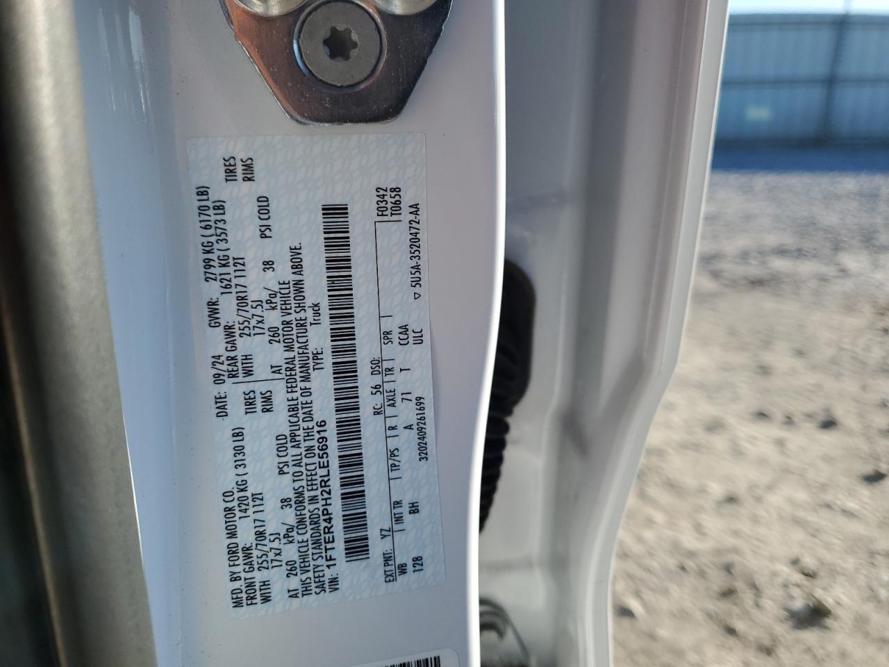 2024 Ford Ranger Xl VIN: 1FTER4PH2RLE56916 Lot: 89839695