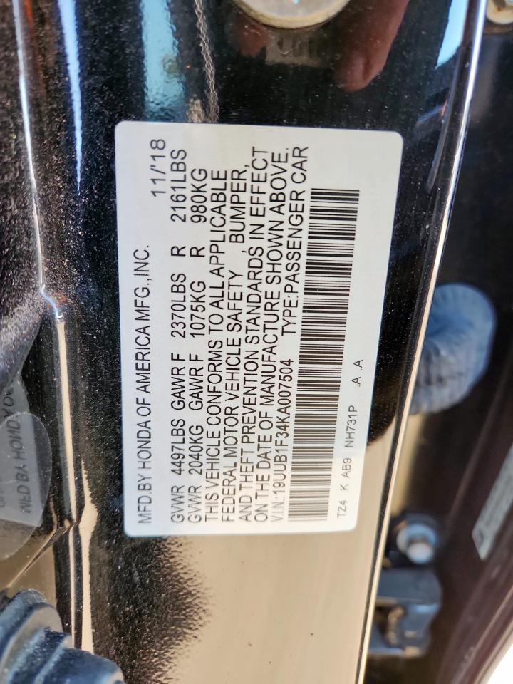 2019 Acura Tlx VIN: 19UUB1F34KA007504 Lot: 86628945